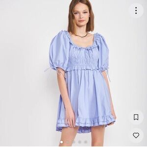 En Saison Ruffle Puff Sleeve Tiered Minidress Small